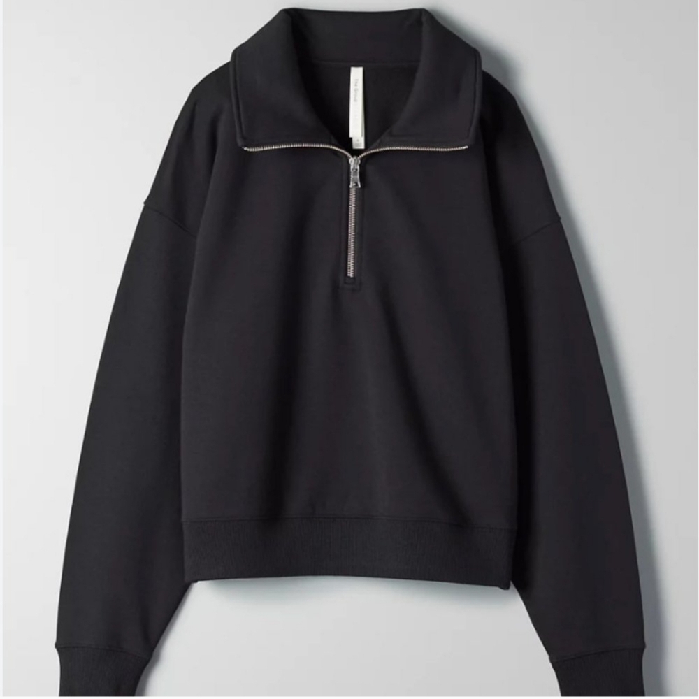 The Group By Babaton Black Half-Zip Cropped Sweatshirt